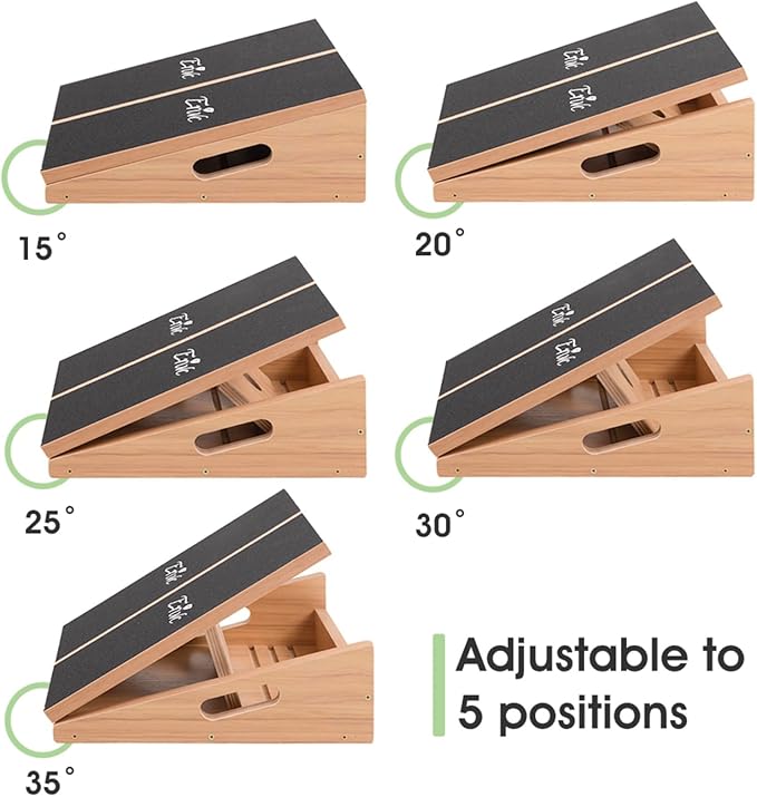 Slant Board for Calf Stretching, Calf Stretcher Slant Board Adjustable Wooden Slant Board/Calf Incline Board Incline Board Calf Stretch Wedge Board with Anti-Slip Surface, Adjustable and Portable