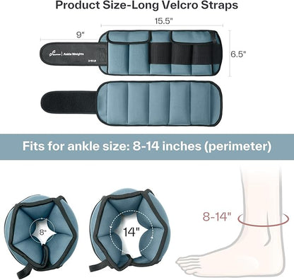 Sportneer Adjustable Ankle Weights for Women and Men 1 Pair of 4 8 12 16 20 LBS Heavy Weighted Leg Weights with Adjustable Straps, Strength Training Weights for Yoga, Aerobics, Gym, Fitness, Workout