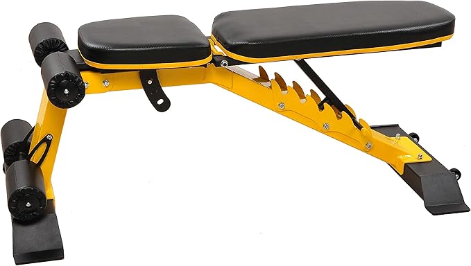 Signature Fitness Heavy Duty Adjustable and Foldable Utility Weight Bench for Upright, Incline, Decline, and Flat Exercise