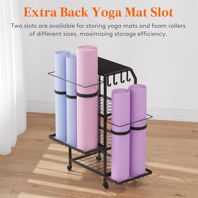 Lifewit Yoga Mat Holder, Home Gym Storage For Yoga Equipments, Fitness Equipments Organizer for Dumbbell, Kettlebell, Foam Roller, Pilates