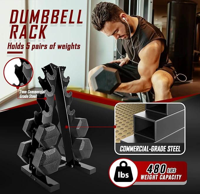 Dumbbell Rack Stand, A-Frame Weight Stand for Dumbbells - Weight Rack for Home Gym (480 LBS Weight Capacity)