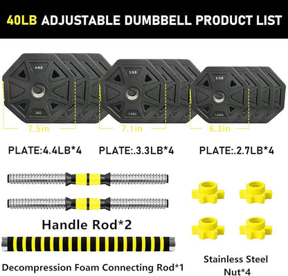 Adjustable-Dumbbells-Set, Free Weights Set with Connector,Fitness Exercises