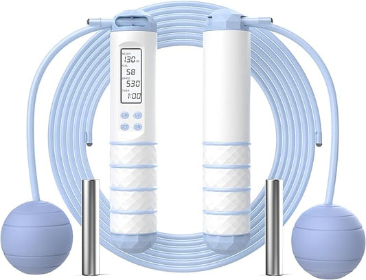 Cordless Weighted Jump Rope with Calorie Counter | Adjustable Knot-Free Skipping Rope for Fitness, Gym & Home Workouts | Ideal for Women, Men & Kids – 9.85ft