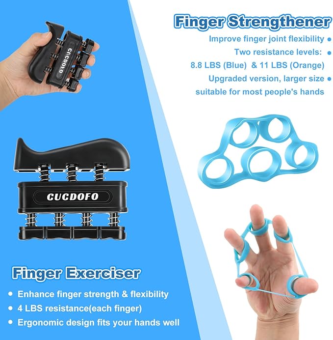 6 Pack Grip Strength Trainer Set Adjustable Hand Gripper with Counter,(XL) Finger Strengthener,Grip Trainer & Hand Grip Strengthener for Muscle Building,Injury Recovery,Improve Grip Gtrength