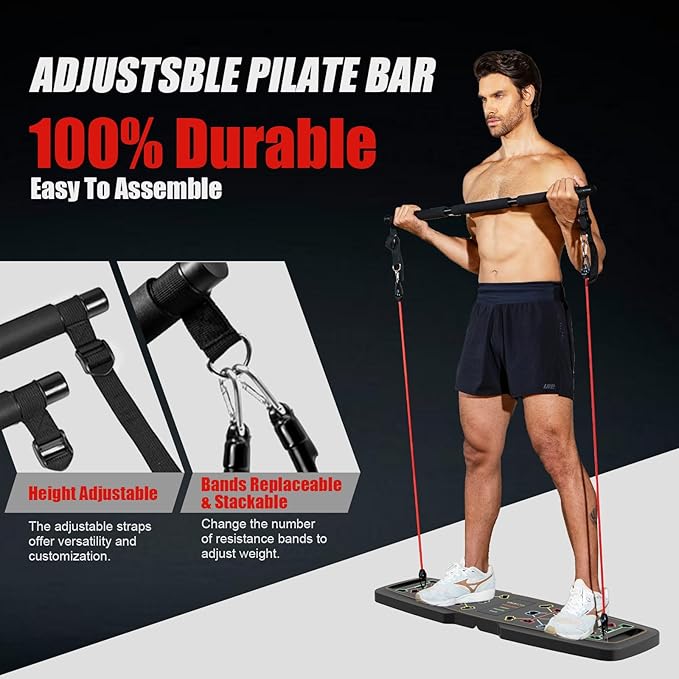 Portable Home Gym System For Men and Women: Push Up Board, Multi-Functional 15 in 1 Foldable Push Up Bar, Push up Handles for Floor, Professional Strength Training