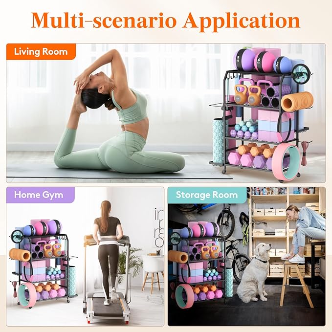 Lifewit Yoga Mat Holder, Home Gym Storage For Yoga Equipments, Fitness Equipments Organizer for Dumbbell, Kettlebell, Foam Roller, Pilates