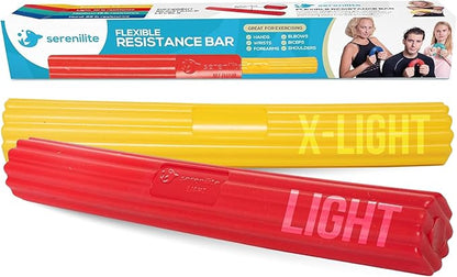 Serenilite Flexible Resistance Bar, Grip Strength Trainer, Resistance Band, Forearm Exerciser Workout, Flexible Bar for Tennis Elbow, Golfers Elbow, Physical Therapy, Pain Relief, Tendonitis, Recovery