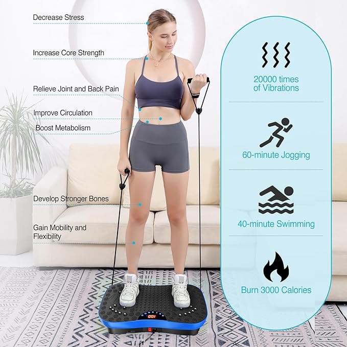 Vibration Plate Exercise Machine Whole Body Workout Vibrate Fitness Platform Lymphatic Drainage Machine for Weight Loss Shaping Toning Wellness Home Gyms Workout for Women Men