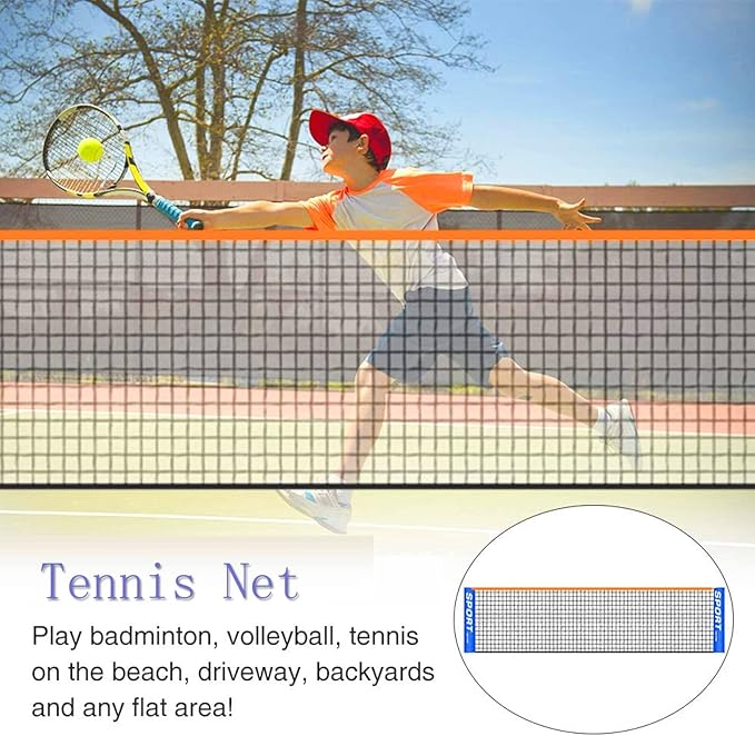 Portable Badminton Pickleball Net,Kids Adult Excellent Quality Volleyball/Pickleball/Tennis/Soccer Training Net Summer Indoor/Outdoor Fun Sports Net Used in Garden, Court Beach Backyard(Only Tennis Net)