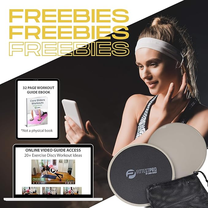 Limm Core Sliders for Working Out - Exercise Sliders Fitness, Stability, Ab, Legs & Full Body (Set of 2) - Bonus Carry Bag & Workout Ebook - Gym Gliding Disc Pads for Hardwood, Carpet & More