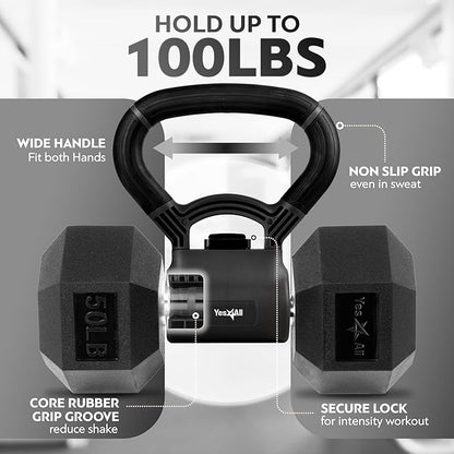 Yes4All Kettlebells Grip, Dumbbell Grip Handle, Convert Dumbbells into Kettlebell for Home Gym, Kettlebell for Weights Plate