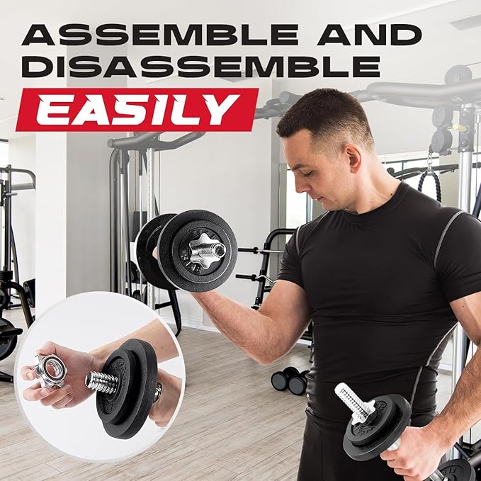 Yes4All Adjustable Dumbbell Set with Weight Plates/Connector - Exercise & Workout Equipment - Size Options 40lbs to 200lbs