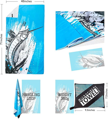 Beach Towel - Microfiber Beach Towels(71" x 40" - 1Pcs) - Quick Dry Sand Proof Absorbent Compact Beach Blanket - Lightweight Towel for Beach Swimming Surfing Sports Yoga Gym(Fish)