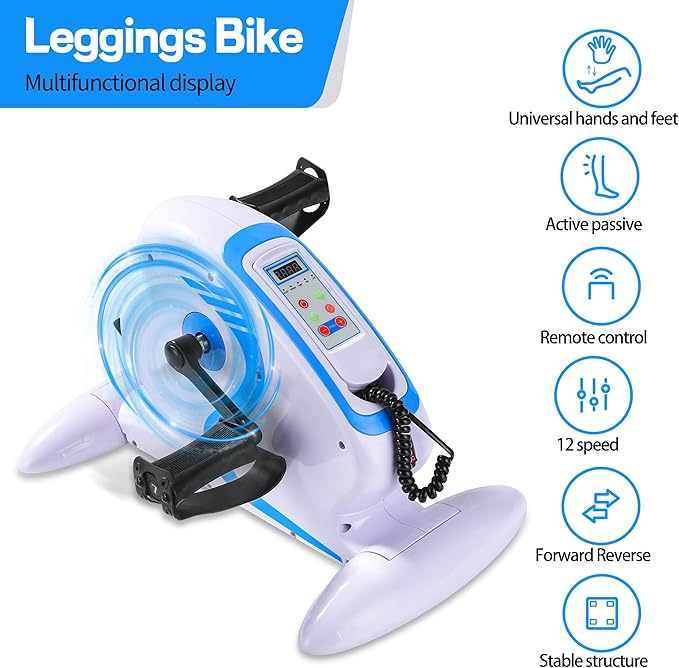 Electric Pedal Exerciser, Low Impact Exercise Rehabilitation for Arms and Legs Electric Mini Exercise Bike with Leg Guards, No Resistance, Suitable for Home, Rehab Center and Office…