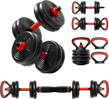 CURSOR FITNESS 4-IN-1 Adjustable Dumbbells Set, Work As Dumbbell/Barbell/Kettlebell/Push up Stand, Home Gym Weights Strength Training, 20LB Set, 50 LB Set