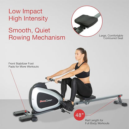 Fitness Reality Magnetic Rowing Machine with Bluetooth Workout Tracking Built-In, Additional Full Body Extended Exercises, App Compatible, Tablet Holder, Rowing Machines for Home Use