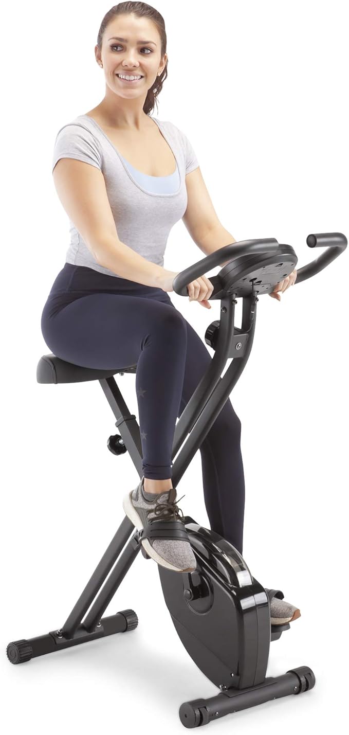 Marcy Foldable Upright Exercise Bike with Adjustable Resistance for Cardio Workout & Strength Training - Multiple Styles Available