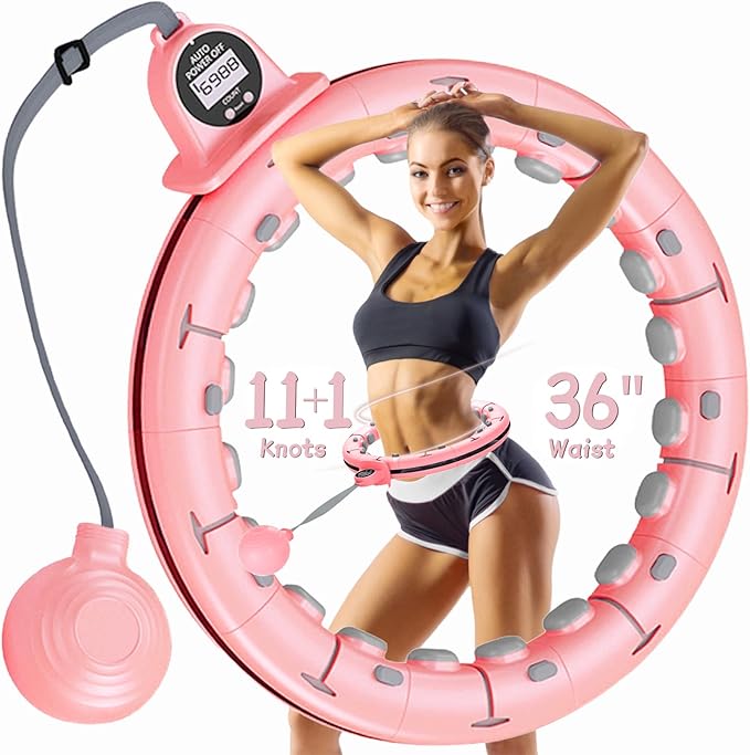 Leann L!fe-U1 30 Knots Waist 19"-61", Magnetic Lock Smart Weighted Hula Hoop for Kids & Adults Weight Loss, Infinity Hoop Plus Size, Children Adult Home Outdoors, Fitness Exercise, Abdominal Toner