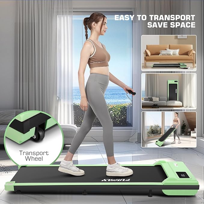 FUNMILY Walking Pad Treadmill 300 lb Capacity Under Desk Treadmill, 2.5hp Portable Treadmills for Home Office Small Running, 2 in 1 Working Walking Jogging Machine with Shock Absorption, LED Display