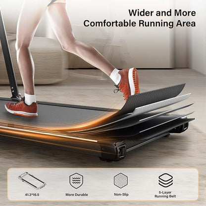 Walking Pad Treadmill, 2.5HP Under Desk Treadmill with Remote Control & LED Display, Quiet Desk Treadmill for Compact Space, Portable Treadmill for Home Office Use