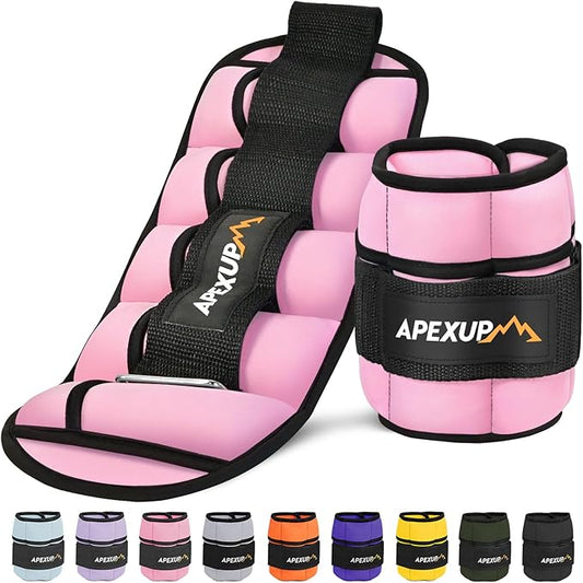 APEXUP 10lbs/Pair Adjustable Ankle Weights for Women and Men, Modularized Leg Weight Straps for Yoga, Walking, Running, Aerobics, Gym