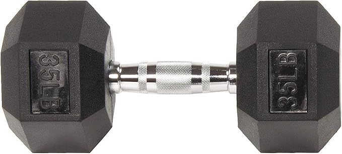 HULKFIT Rubber Coated Hex Shaped Dumbbell Weights - Black