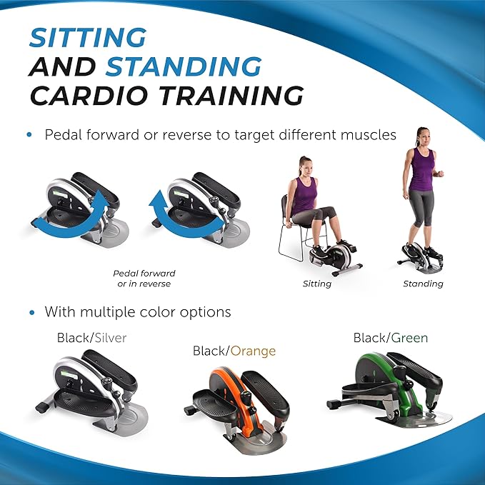 Stamina Inmotion Compact Strider Foot Exercise Machine - Under Desk Elliptical - Standing or Seated Elliptical Fitness Equipment