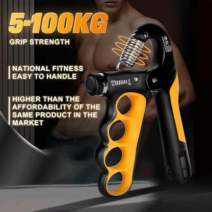 Grip Strength Trainer, Adjustable Resistance 11-220 Ibs Forearm Exerciser, the Five Fingers Grip Strength Trainer with Digital Counter,Hand Grips Strengthener.