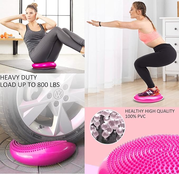 3-Pack Wiggle Seat Wobble Cushion with Pump, Stability Balance Disc for Core Strengthening, Exercise and Therapy, for Adults & Kids (8 Color)