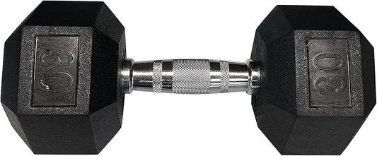 SINGLE Hex Rubber Dumbbell with Metal Handles Exercise Heavy Workout Dumbbells Workout Weights Sold As Singles or Set