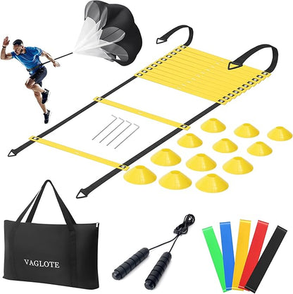 Speed Agility Training Equipment Set-19.7ft Agility Ladder 12 Soccer