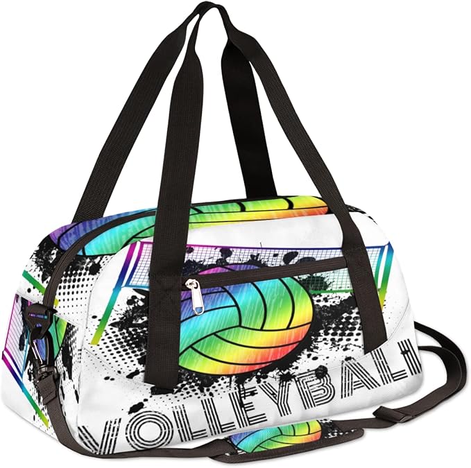 Volleyball Sport Ball Gym Bag for Women Men, Small Travel Duffel Bag for Sports Getaway Overnight Bag Lightweight Weekender Bags Workout Bag Dance Bag for Boys Girls Kids Teens…