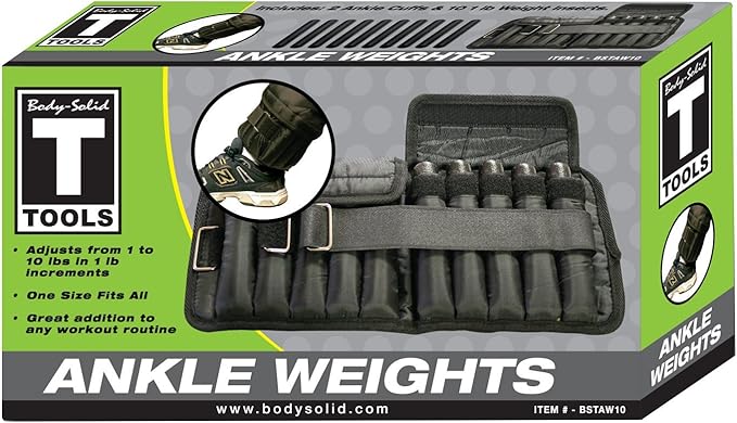 Body-Solid Tools Ankle Weight Pair - Leg Weights for Men & Women, Ideal for Walking, Gym Training, Speed and Strength Improvement