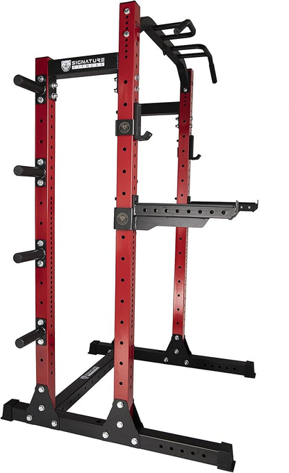 Signature Fitness SF-SS1 1,000 Pound Capacity 3” x 3” Power Rack Squat Stand, Includes J-Hooks and Safety Spotter Arms, Optional Conversion Kits