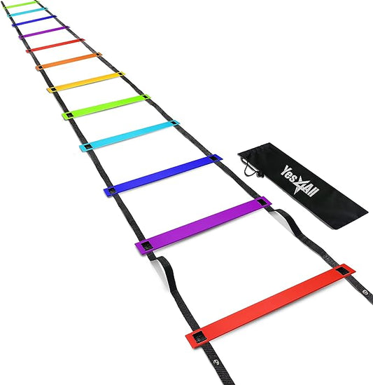 Yes4All 8, 12, 20 Rungs Agility Ladder - Speed Training Equipment for All Ages & Levels with Carrying Bag - Speed Ladder