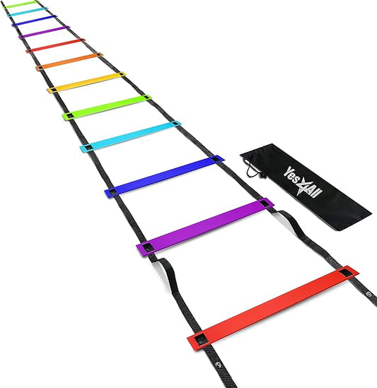 Yes4All 8, 12, 20 Rungs Agility Ladder - Speed Training Equipment for All Ages & Levels with Carrying Bag - Speed Ladder