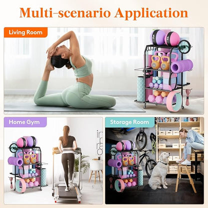 Lifewit Yoga Mat Holder, Home Gym Storage For Yoga Equipments, Fitness Equipments Organizer for Dumbbell, Kettlebell, Foam Roller, Pilates