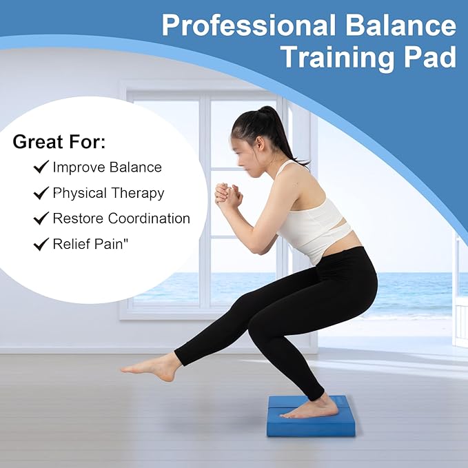 StrongTek 2-in-1 Non-Slip Balance Pad - High-Density Foam Cushion, Supportive Exercise Mat & Knee Pad for Core Training, Yoga, Pilates, Physical Therapy, Stability Training, Stretching, and Rehab