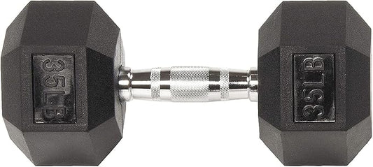 Signature Fitness Colored Rubber Coated Hex Dumbbell Weight Set,Multiple Packages