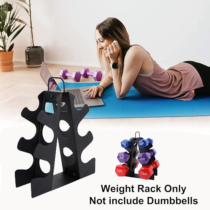 Weight Rack for Dumbbells(Dumbbells not included), EXBTOKA Compact A-Frame Dumbbell Rack Stand Only, Dumbbell Rack with Handle, for Home Gym Workout