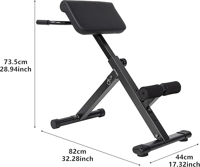 Signature Fitness Adjustable Roman Chair AB Back Hyperextension Bench with Handle, 300-Pound Capacity Black