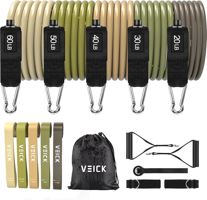 VEICK Resistance Bands, Exercise Bands, Workout Bands, Resistance Bands for Working Out with Handles for Men and Women, Exercising Bands for Fitness Weights Work Out at Home