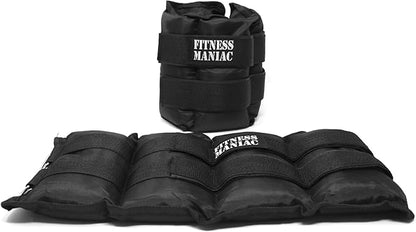 FITNESS MANIAC USA Pro Ankle Weights 1 Pair Double Straps Heavy Weight, 16 lbs (8 Pounds Per Ankle) Premium Durable Set for Gym, Workout, Walking, Ab, Leg and Glute Exercises for Men Women