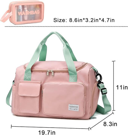 Small Gym Bag for Women, Travel Duffle Bag Carry On Weekender Bag with Shoe Compartment