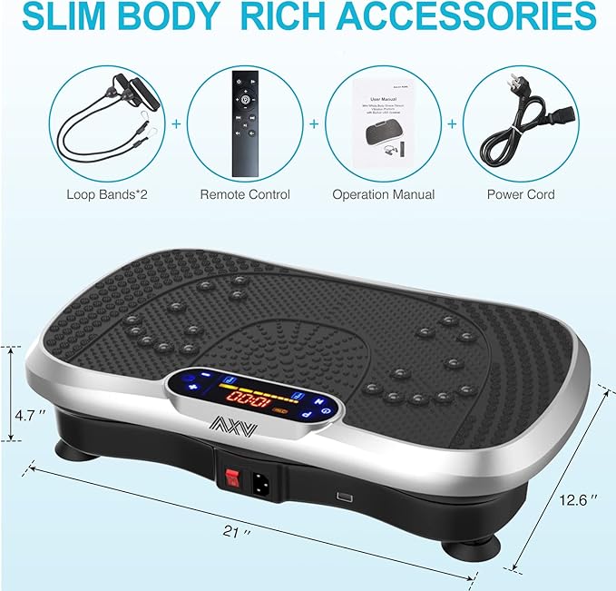 Vibration Plate Fitness Platform Exercise Machine Vibrating Shaking Full Body Shaker Workout Power Waver Vibrate Stand Shake Board Sport Gym for Weight Loss Fat Burner for Women Men