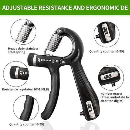 Hand Grip Strengthener,Grip Strength Trainer,22-132 Lbs Adjustable Resistance Forearm Exerciser Workout for Rehabilitation Athletes Climbers Musicians