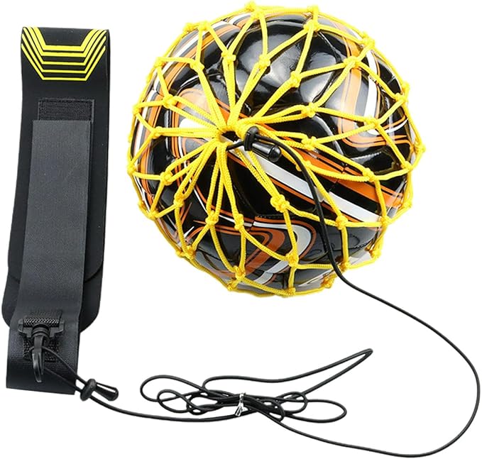 MOFUCA Handle Solo Soccer Kick Trainer, Waist Belt Soccer Kick Throw Trainer Juggling Net Soccer Training Equipment for Kids Adults Training (as Shown)