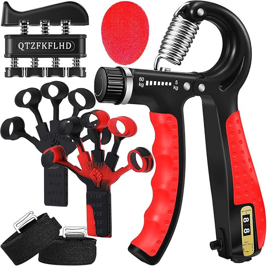 Grip Strength Trainer with Forearm Strengthener, Hand Grip Strengthener, Hand Extension Exerciser, Stress Relief Ball and Hand Grip Strengthener for Muscle Building and Injury Recover(5 PCS)