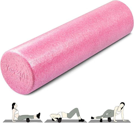 Yes4All High Density Foam Roller for Back, Variety of Sizes & Colors for Yoga, Pilates - Fuschia Rose - 24 Inches