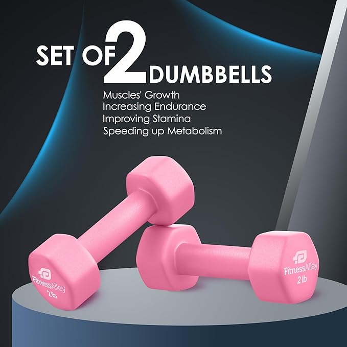 Neoprene Coated Workout Dumbbells set of 2 – Anti Roll, Non Slip with Smooth Grip Fitness & Exercise Dumbbells – Hexagon Shaped Hand Weights for Women & Men – Best Choice for Gyms & home use